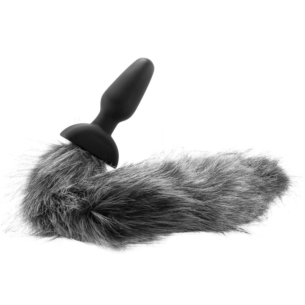 Grey Fox Tail Anal Plug, Vibrating