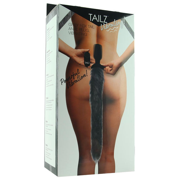 Grey Fox Tail Anal Plug, Vibrating