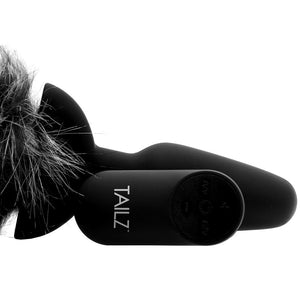 Grey Fox Tail Anal Plug, Vibrating