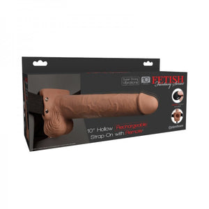 FETISH FANTASY - 10 inch Hollow Rechargeable Strap-On Remote - Bronzé