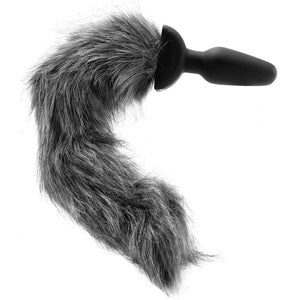 Grey Fox Tail Anal Plug, Vibrating